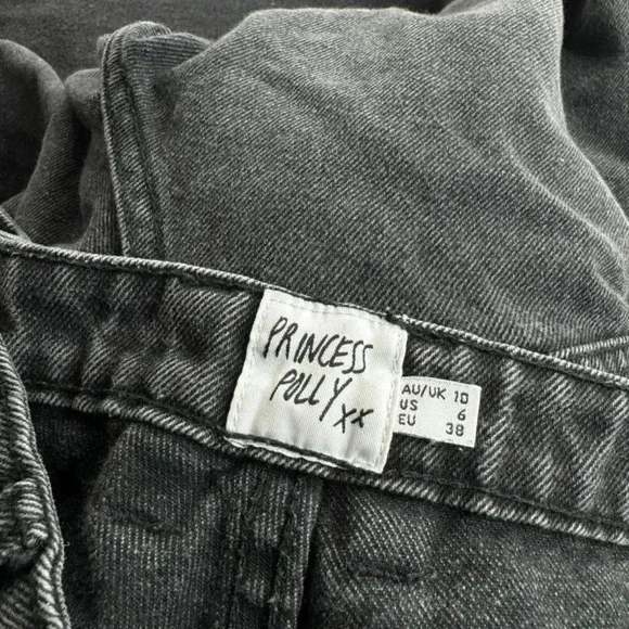 Princess Polly Zaiden Straight Leg Jeans Washed Black Denim US Size 6 - Picture 4 of 11
